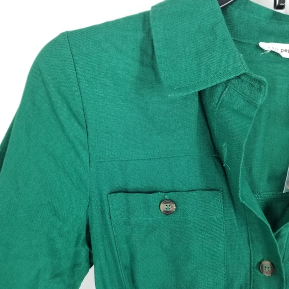 Blu Pepper S Green Button Down Shirt Dress Top - Picture 9 of 9